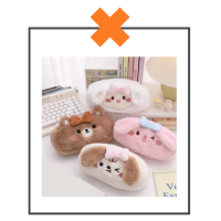 Etui beer met strik bruin